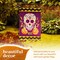 G128 Combo Pack: Garden Flag Stand Black 36 in x 16 in & Garden Flag Day of the Dead Decoration Sugar Skull 12"x18" Double-Sided Blockout Fabric
